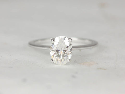 1.50ct Skinny Rhonda 14kt Gold Moissanite Cathedral Dainty 4 Prong Oval Solitaire Ring