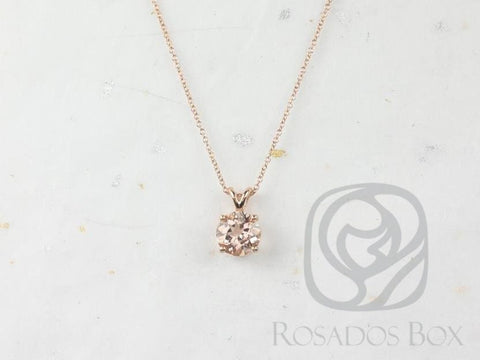 Sterling Silver 925 Donna Round Morganite Leaf Gallery Basket Solitaire Necklace - Rosados Box
