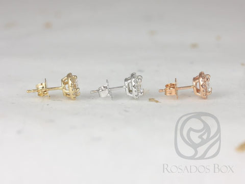 Ready to Ship Gemma 5mm 14kt ROSE Gold Moissanite Diamond Halo Earrings,Round Halo Studs,Moissanite Earrings,Gift For Her,Birthday Gift