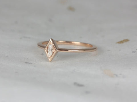 Loris 14kt Rose Gold Moissanite Modern Minimalist Marquise Bezel WITHOUT Milgrain Pinky Ring,Stacking Ring,Gift For Her