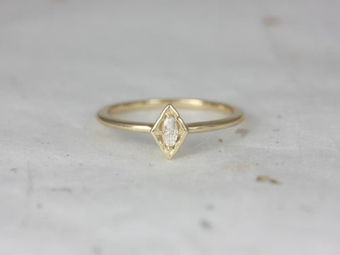Ready to Ship Leanne 14kt Yellow Gold Oval Forever One Moissanite Marquise WITHOUT Milgrain Scalloped Ring (S.L.A.Y. Collection)