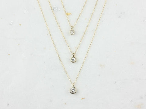 Ready to Ship 0.10ct Margie 14kt YELLOW Gold Dainty Diamond Solitaire Necklace