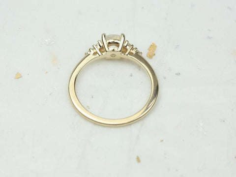Malia 6mm 14kt Gold Rainbow Moonstone Sapphire Art Deco Cluster Ring