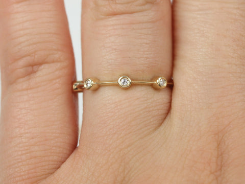 Ready to Ship Ultra Petite Ariel 14kt Yellow Gold Round Floating Diamond Dainty Bubbles HALFWAY Eternity Ring Ring