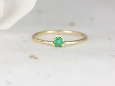 Ultra Petite Zelda 14kt Gold Emerald Dainty Stacking Ring,Pinky Ring,Gift For Her,May Birthstone,Trillion Ring,Emerald Ring,Dainty Ring