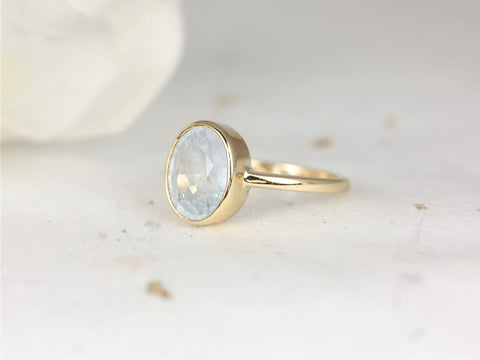 3.05cts Ready to Ship Galaxy 14kt Solid Gold Icy Frosted Aqua Blue Unique Sapphire Minimalist Bezel Ring