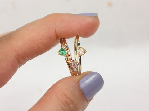 Ultra Petite Zelda 14kt Gold Rose Cut White Sapphire Minimalist Stacking Ring