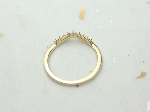Lonnie 14kt Solid Gold Dainty Thin Crown Tiara V Ring Chevron Diamond Stacking Ring