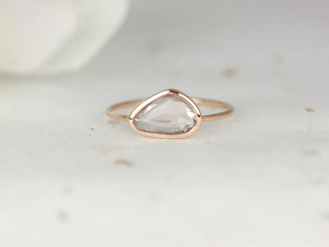 1.19ct Ready to Ship Donatella Jelly Bean 14kt Rose Gold Slice Rose Cut Peach Sapphire Dainty Ring