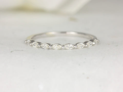 Ultra Petite Leona 14kt Moissanite Floating Marquise HALFWAY Eternity Ring,Marquise Ring,Unique Eternity Ring,Anniversary Gift,Wedding Ring