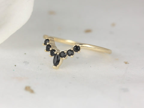 Marjorie 14kt Solid Gold Tiara Crown Black Onyx Band Nesting Ring