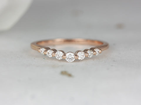 Nova 14kt Gold Minimalist Diamond Nesting Ring,Floating Shared Prong Ring,Diamond Contoured Ring,Curved Ring,Anniversary Gift,Wedding Ring