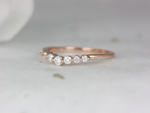 Nova 14kt Gold Minimalist Diamond Nesting Ring,Floating Shared Prong Ring,Diamond Contoured Ring,Curved Ring,Anniversary Gift,Wedding Ring