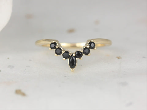 Marjorie 14kt Solid Gold Tiara Crown Black Onyx Band Nesting Ring