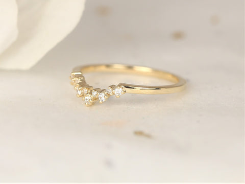 Remy 14kt Solid Gold Dainty Crown Tiara Scattered Cluster Diamond Stacking Ring