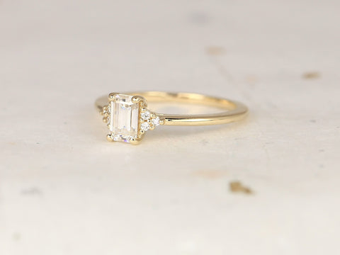 0.50ct Jada 6x4mm 14kt Solid Gold Forever One Moissanite Diamonds Dainty Emerald Cluster 3 Stone Unique Ring,Pinky Ring
