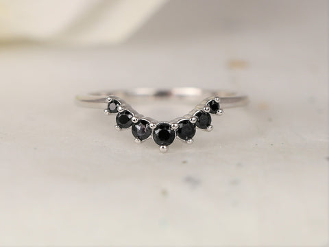 Rayna 2.0 14kt Black Spinel Dainty Minimalist Curved Ring,Unique Nesting Ring,Contoured Ring,Black Wedding Ring,Anniversary Gift