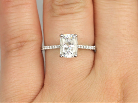 1.50cts Whitney 8x6mm 14kt Gold Moissanite Diamond Elongated Cushion Engagement Ring