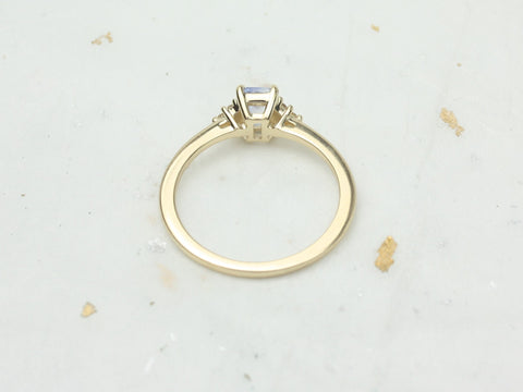 0.49ct Ready to Ship Jada 14kt Gold Cornflower Blue Sapphire Diamonds Dainty Emerald Cluster Ring
