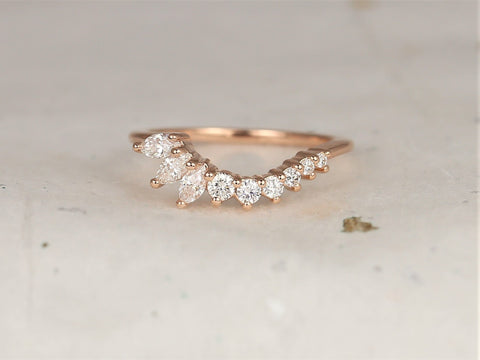 Trix 14kt Gold Diamonds Nesting Ring,Asymmetrical Contour Ring,Unique Wedding Ring,Nature Inspired Band,Anniversary Gift,Stacking Ring