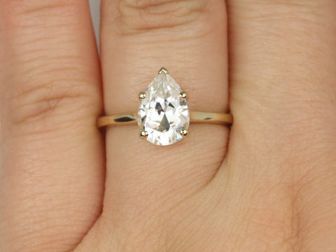 2ct Dallas 10x7mm 14kt Gold Forever One Moissanite Minimalist Dainty Pear Solitaire Engagement Ring,Anniversary Gift