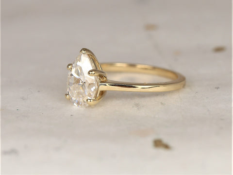 2ct Dallas 10x7mm 14kt Gold Forever One Moissanite Minimalist Dainty Pear Solitaire Engagement Ring,Anniversary Gift