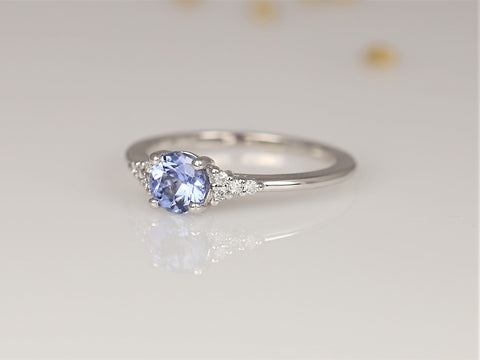 0.77ct Ready to Ship Malia 14kt White Gold Icy Cornflower Lavender Sapphire Diamonds Cluster Ring