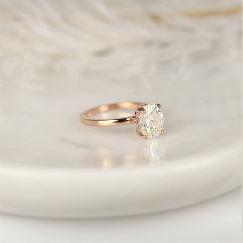 2ct Ready to Ship Skylar 9x7mm 14kt YELLOW Gold Forever One Moissanite Diamond Dainty Minimalist Pave Scarf Oval Halo Ring,Oval Solitaire