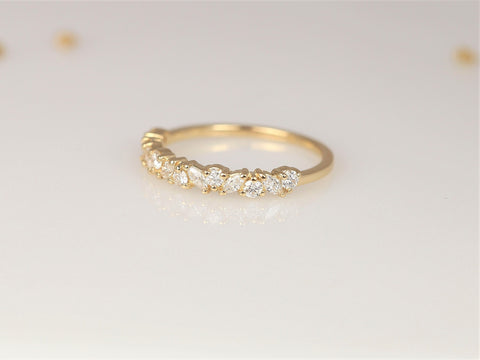 Rosemary 14kt Gold Diamond Dainty Cluster HALFWAY Eternity Ring,Art Deco Band,Anniversary Ring