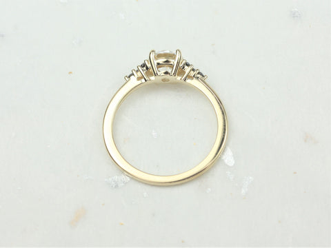 0.70ct Malia 6mm 14kt Gold OEC FB Moissanite Black Diamond Art Deco 3 Stone Cluster Ring