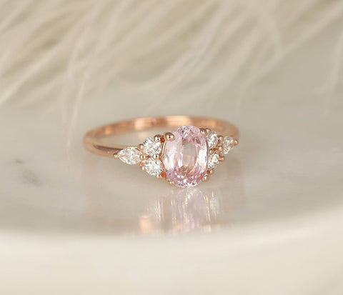 1.70ct Ready to Ship Thea 14kt Rose Gold Blush Champagne Sapphire Diamond Cluster Ring