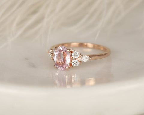 1.70ct Ready to Ship Thea 14kt Rose Gold Blush Champagne Sapphire Diamond Cluster Ring
