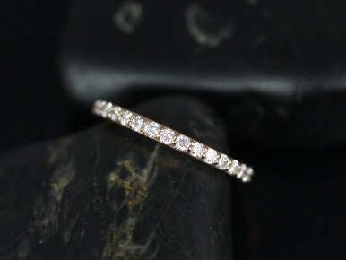 Thin Diamond Shared Prong Matching Band to Tiffani/Sarah HALFWAY Eternity Ring,14kt Solid Rose Gold,Rosados Box