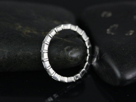 Ready to Ship Baguettella Petite Horizontal Baguette Diamond Unique FULL (size 7.75) Eternity Ring Ring,14kt White Gold
