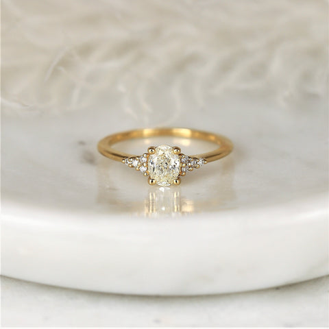 0.50ct Ready to Ship Maddy 14kt Gold Diamond Art Deco Dainty Oval Cluster 3 Stone Engagement Ring