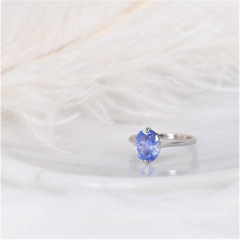 2.68cts Ready to Ship Reese 14kt White Gold Indigo Winter Galaxy Sapphire Compass Set Oval Solitaire Ring