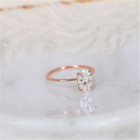 2ct Layla 9x6mm 14kt Rose Gold Moissanite Oval Solitaire Engagement Ring - Rosados Box
