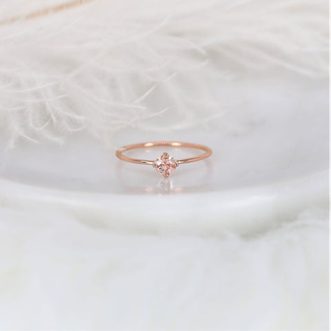 0.29ct Ready to Ship Ultra Petite Kiki 14kt Rose Gold Peach Champagne Sapphire Dainty Kite Stacking Ring