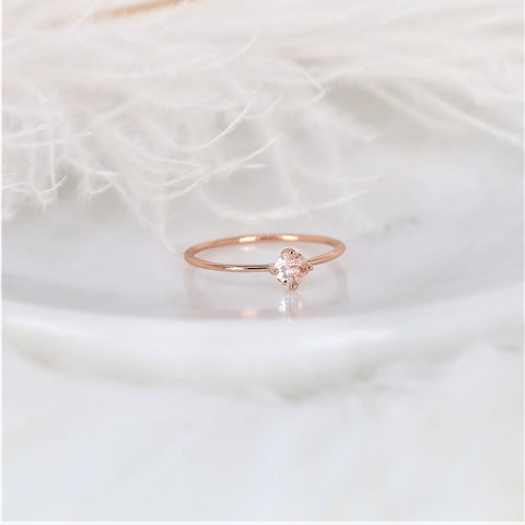0.29ct Ready to Ship Ultra Petite Kiki 14kt Rose Gold Peach Champagne Sapphire Dainty Kite Stacking Ring