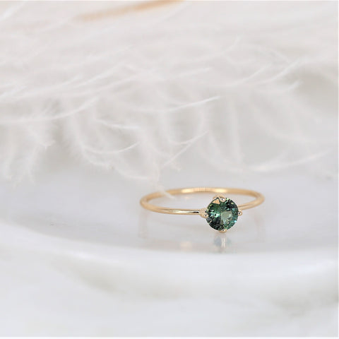 0.68ct Ready to Ship Ultra Petite Kiki 14kt Gold Forest Teal Sapphire Kite Minimalist Stacking Ring,Pinky Ring,Dainty Ring