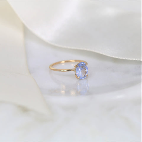 1.74ct Ready to Ship Audrey 14kt Gold Frosted Galaxy Cornflower Sapphire Hidden Halo Oval Solitaire Ring