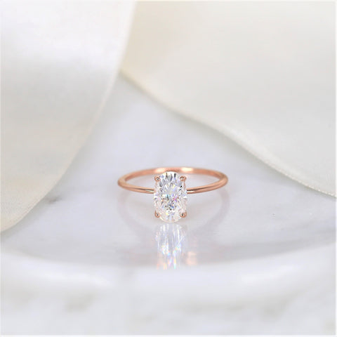2ct Layla 9x6mm 14kt Rose Gold Moissanite Oval Solitaire Engagement Ring - Rosados Box