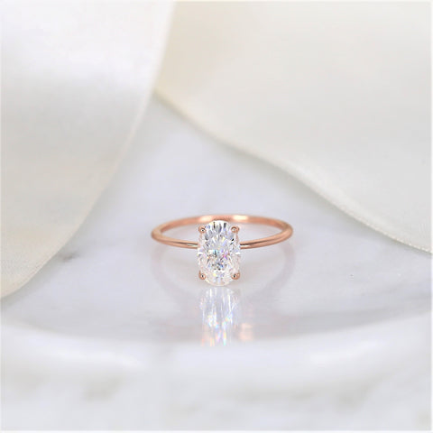 2ct Layla 9x6mm 14kt Rose Gold Moissanite Oval Solitaire Engagement Ring