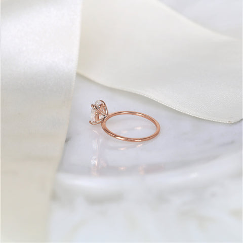 2ct Layla 9x6mm 14kt Rose Gold Moissanite Oval Solitaire Engagement Ring - Rosados Box