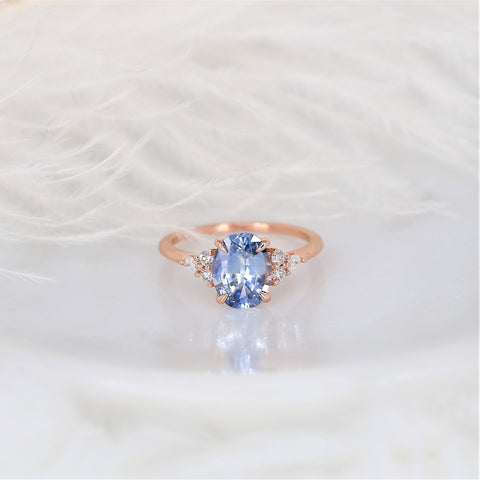 2.16ct Ready to Ship Petite Thea 14kt Rose Gold Lavender Cornflower Sapphire Diamond Cluster Ring