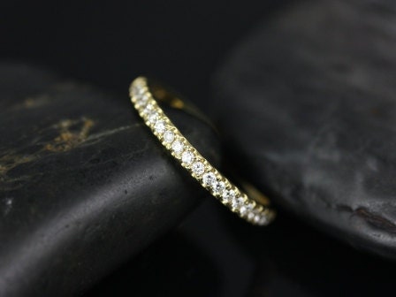 Kierra 14kt Gold French Pave Diamond HALFWAY Eternity Ring