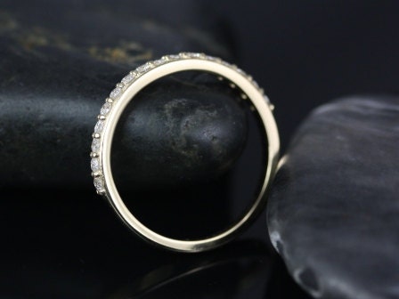 Thin Diamond Shared Prong Matching Band to Tiffani/Sarah HALFWAY Eternity Ring,14kt Yellow Gold, Rosados Box