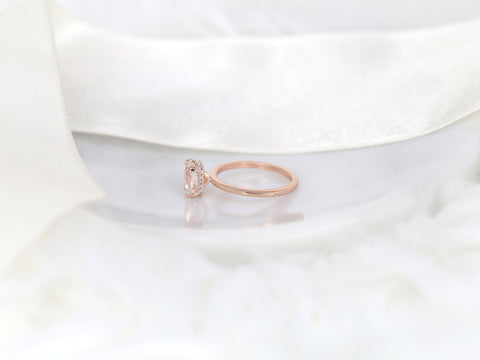 1.79ct Ready to Ship Tansy 14kt Rose Gold Faint Blush Champagne Sapphire Cushion Hidden Halo Ring