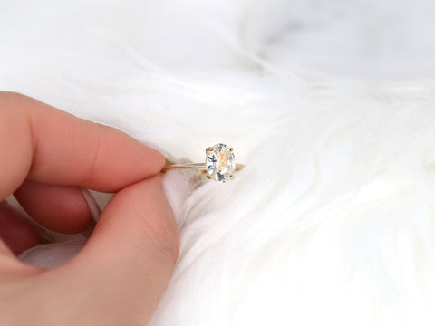 1.77ct Ready to Ship Layla 14kt Gold Butter Champagne Sapphire Minimalist Oval Solitaire Ring