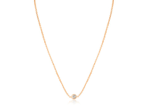 Ready to Ship Ultra Petite Brooke 14kt ROSE Gold Dainty Diamond Necklace,Solitaire Necklace,Layering Necklace,Gift For Her,Birthday Gift